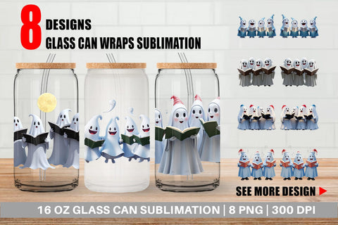 Glass Can Wrap 3D Carol Ghosts Sublimation artnoy 