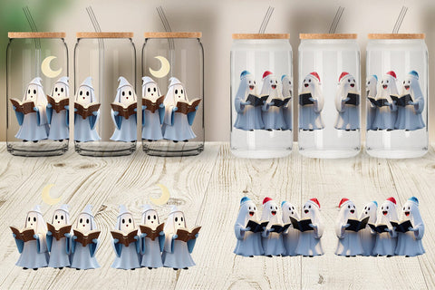 Glass Can Wrap 3D Carol Ghosts Sublimation artnoy 