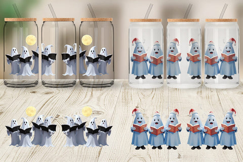Glass Can Wrap 3D Carol Ghosts Sublimation artnoy 