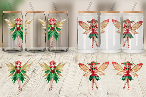 Glass Can Wrap 3D Christmas Fairy Sublimation artnoy 