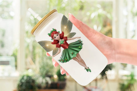 Glass Can Wrap 3D Christmas Fairy Sublimation artnoy 