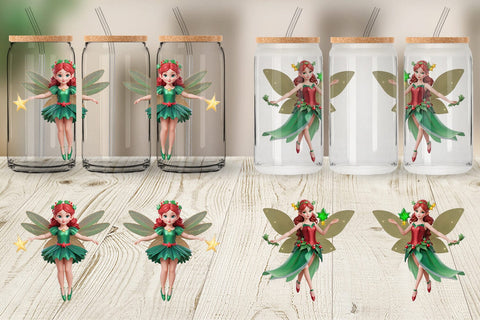 Glass Can Wrap 3D Christmas Fairy Sublimation artnoy 