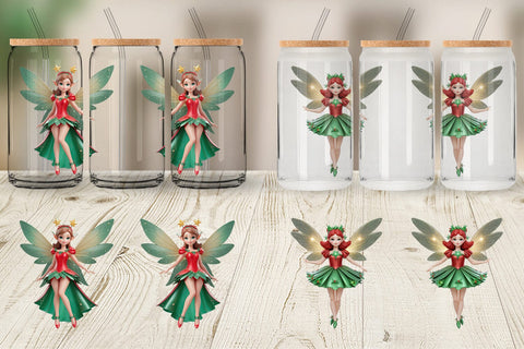Glass Can Wrap 3D Christmas Fairy Sublimation artnoy 