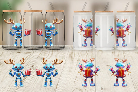 Glass Can Wrap 3D Christmas Robot Sublimation artnoy 