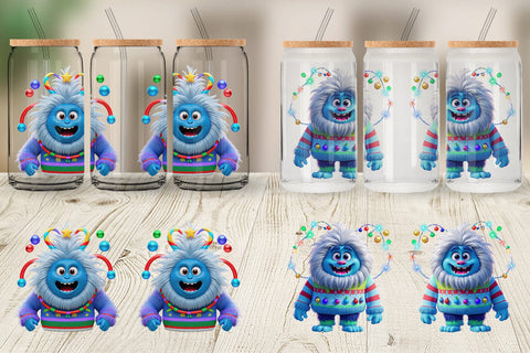 Glass Can Wrap 3D Christmas Yeti Sublimation artnoy 
