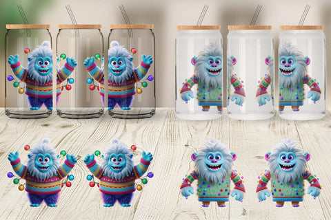 Glass Can Wrap 3D Christmas Yeti Sublimation artnoy 