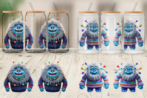 Glass Can Wrap 3D Christmas Yeti Sublimation artnoy 