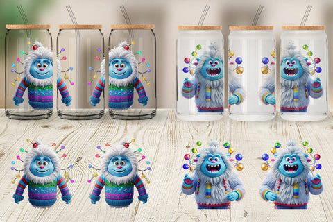 Glass Can Wrap 3D Christmas Yeti Sublimation artnoy 