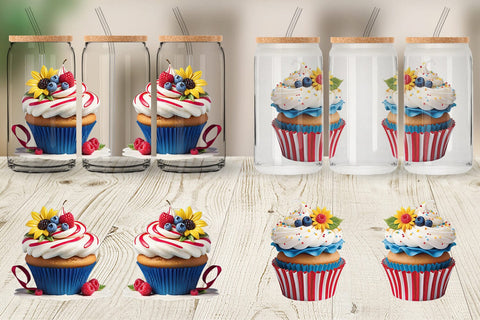 Glass Can Wrap 3D Colorful Cupcake Sublimation artnoy 