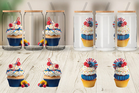 Glass Can Wrap 3D Colorful Cupcake Sublimation artnoy 