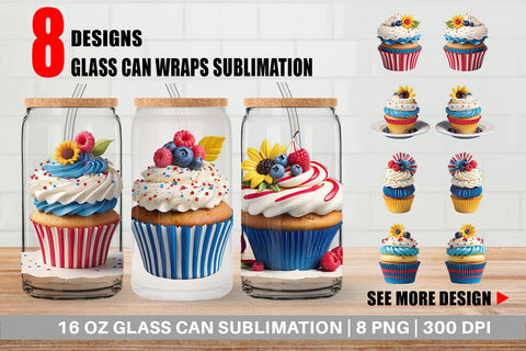 Glass Can Wrap 3D Colorful Cupcake Sublimation artnoy 