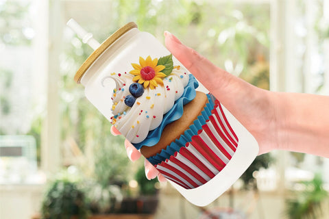 Glass Can Wrap 3D Colorful Cupcake Sublimation artnoy 