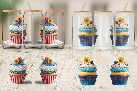 Glass Can Wrap 3D Colorful Cupcake Sublimation artnoy 