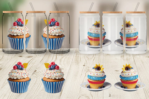Glass Can Wrap 3D Colorful Cupcake Sublimation artnoy 