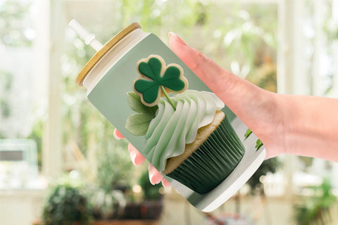 Glass Can Wrap 3D Cupcake Patrick Day Sublimation artnoy 