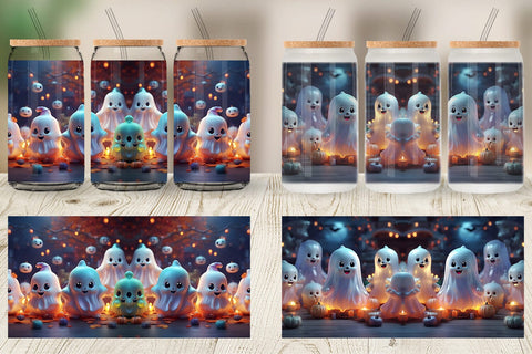 Glass Can Wrap 3D Cute Ghost Sublimation artnoy 