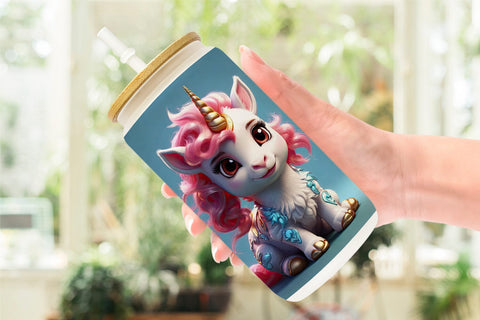 Glass Can Wrap 3D Cute Unicorn Sublimation artnoy 