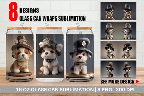 Glass Can Wrap 3D Dog Sublimation artnoy 