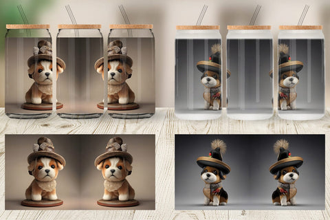 Glass Can Wrap 3D Dog Sublimation artnoy 