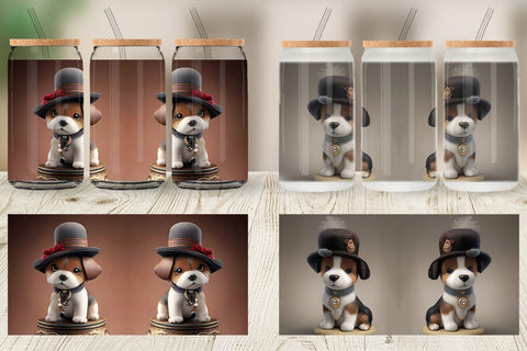 Glass Can Wrap 3D Dog Sublimation artnoy 