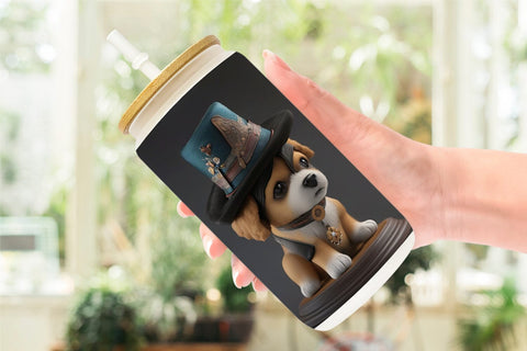 Glass Can Wrap 3D Dog Sublimation artnoy 