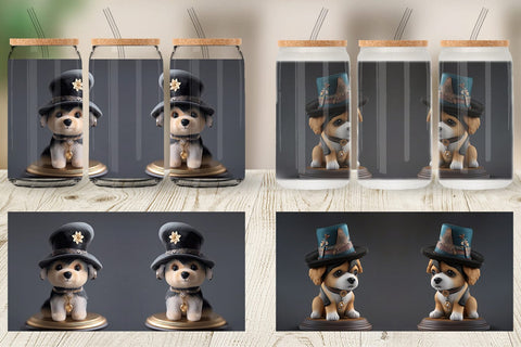 Glass Can Wrap 3D Dog Sublimation artnoy 