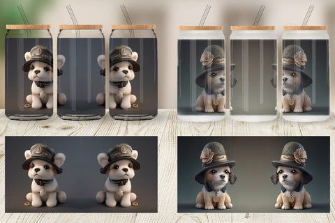 Glass Can Wrap 3D Dog Sublimation artnoy 