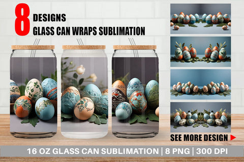 Glass Can Wrap 3D Easter Eggs Sublimation artnoy 