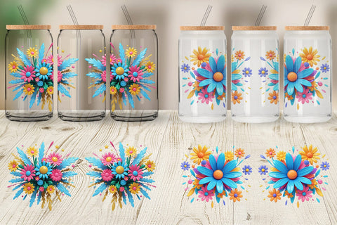 Glass Can Wrap 3D Flower Explosion Sublimation artnoy 
