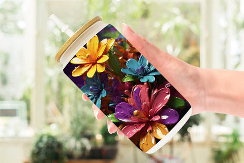 Glass Can Wrap 3D Flowers with Waterdrop Sublimation artnoy 