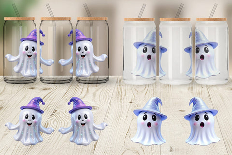 Glass Can Wrap 3D Funny Ghost Sublimation artnoy 