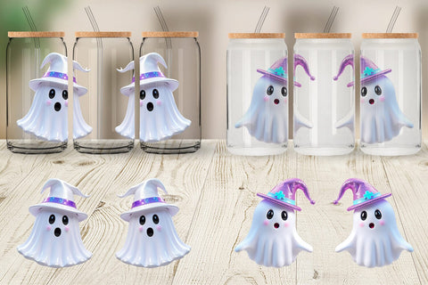 Glass Can Wrap 3D Funny Ghost Sublimation artnoy 