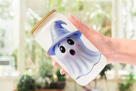 Glass Can Wrap 3D Funny Ghost Sublimation artnoy 