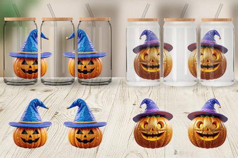 Glass Can Wrap 3D Funny Pumpkin Sublimation artnoy 