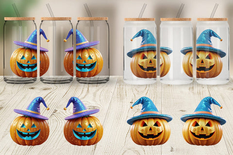Glass Can Wrap 3D Funny Pumpkin Sublimation artnoy 