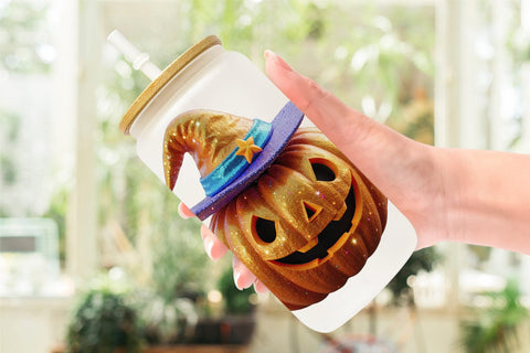 Glass Can Wrap 3D Funny Pumpkin Sublimation artnoy 