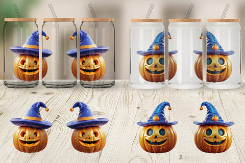 Glass Can Wrap 3D Funny Pumpkin Sublimation artnoy 