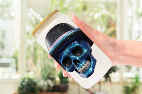 Glass Can Wrap 3D Funny Skull Sublimation artnoy 