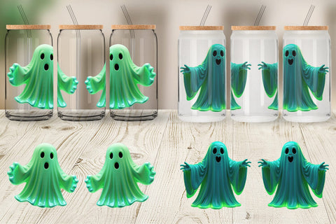 Glass Can Wrap 3D Ghost Green Sublimation artnoy 