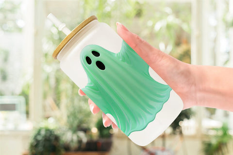 Glass Can Wrap 3D Ghost Green Sublimation artnoy 