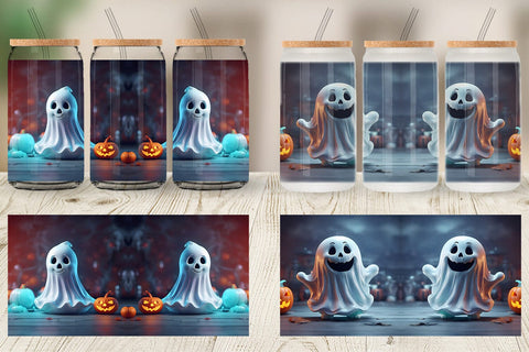 Glass Can Wrap 3D Ghost Halloween Sublimation artnoy 