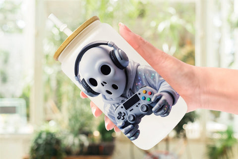 Glass Can Wrap 3D Ghostly Gamer Sublimation artnoy 