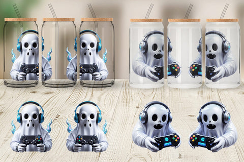 Glass Can Wrap 3D Ghostly Gamer Sublimation artnoy 