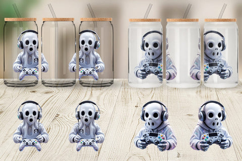 Glass Can Wrap 3D Ghostly Gamer Sublimation artnoy 