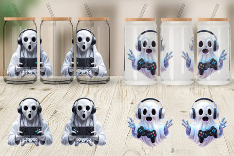 Glass Can Wrap 3D Ghostly Gamer Sublimation artnoy 