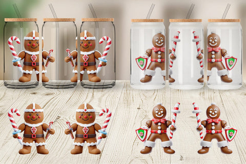 Glass Can Wrap 3D Gingerbread Knight Sublimation artnoy 
