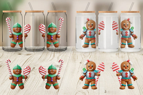 Glass Can Wrap 3D Gingerbread Knight Sublimation artnoy 