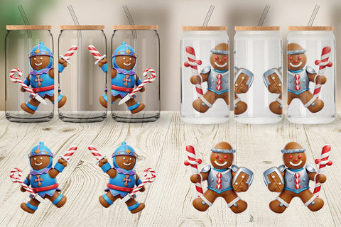 Glass Can Wrap 3D Gingerbread Knight Sublimation artnoy 