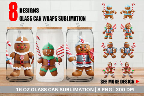 Glass Can Wrap 3D Gingerbread Knight Sublimation artnoy 