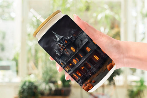 Glass Can Wrap 3D Haunted House Sublimation artnoy 